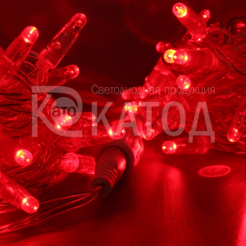 Светодиодная нить KD-S10-C, 24 В, колпачок, красный, прозрачный провод